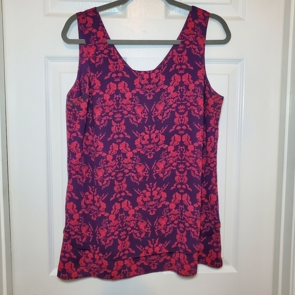 CABI Pink and Purple Cameo Layered Tank Top Sz M